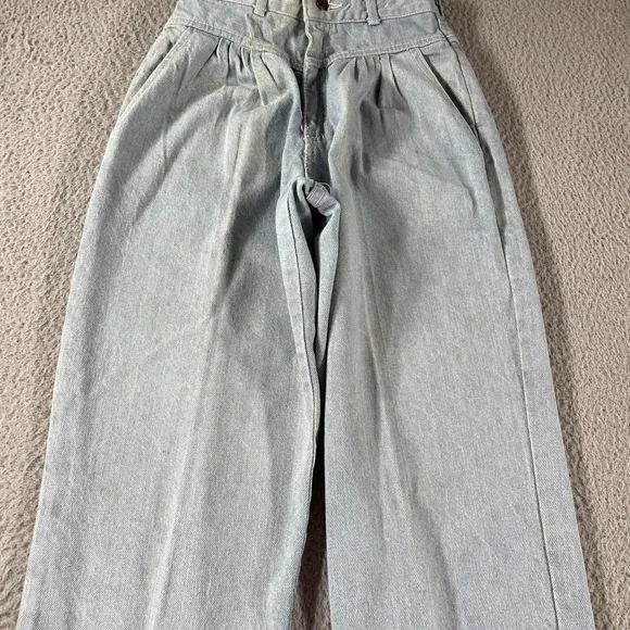 Vintage 70s Womens Pleated Jeans Suspender High Waist Fits 26x28 USA RARE *Read - Picture 3 of 15